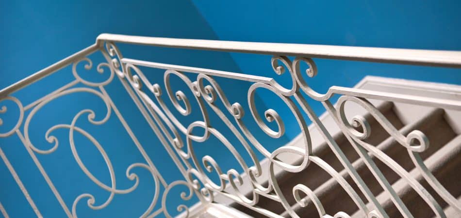 Wrought iron upstairs in an hall