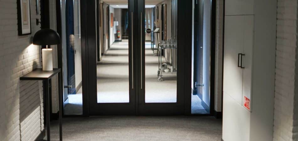 empty hallway with iron door